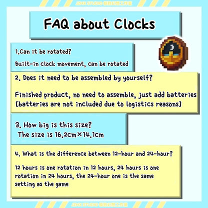 24hr 12hr Mc Annoying Villagers Game Peripheral Figurine Clock Sun - Moon Swingable Clock Steve