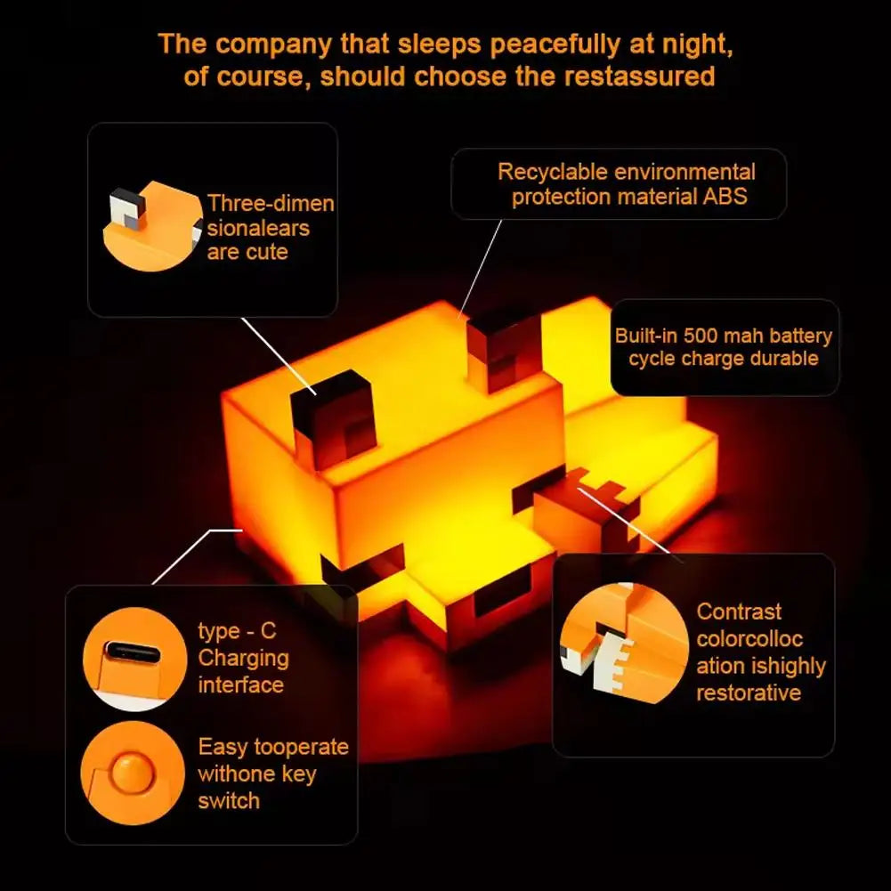 Game Cute Fox Night Light Soft Orange Glow Officially Licensed Decor And Desk Lamp For Gaming Room Or Kids And Tween Bedroom