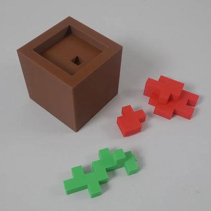 1 Piece Pixel Rose Flower Ornament, 3D Printed Unique Flower Decoration, Plastic Product, Suitable for Bedside Table, Desktop
